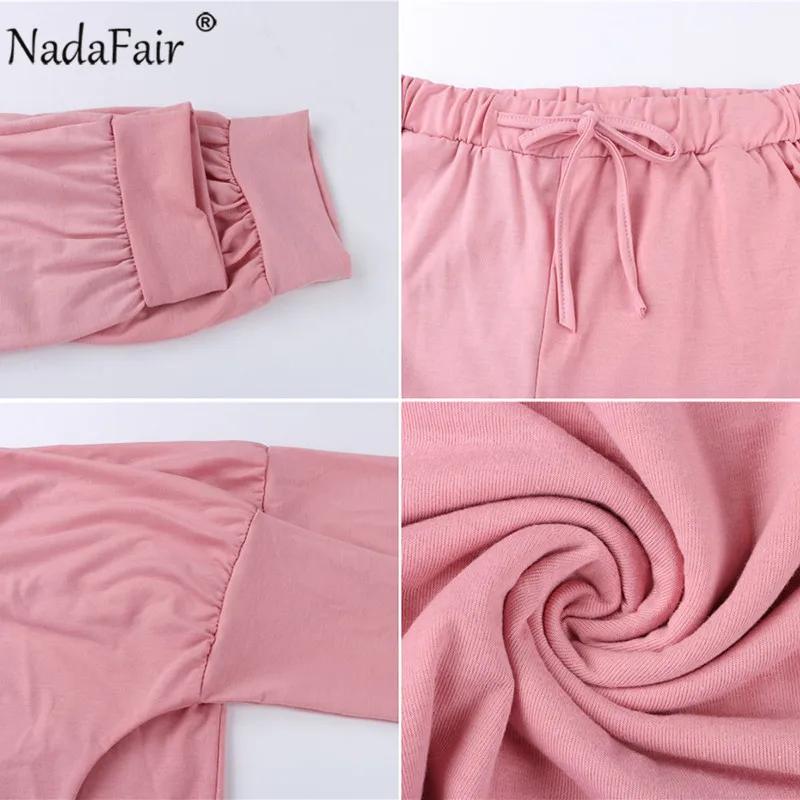 Nadafair/Повседневный женский спортивный костюм комплект из двух предметов топ и