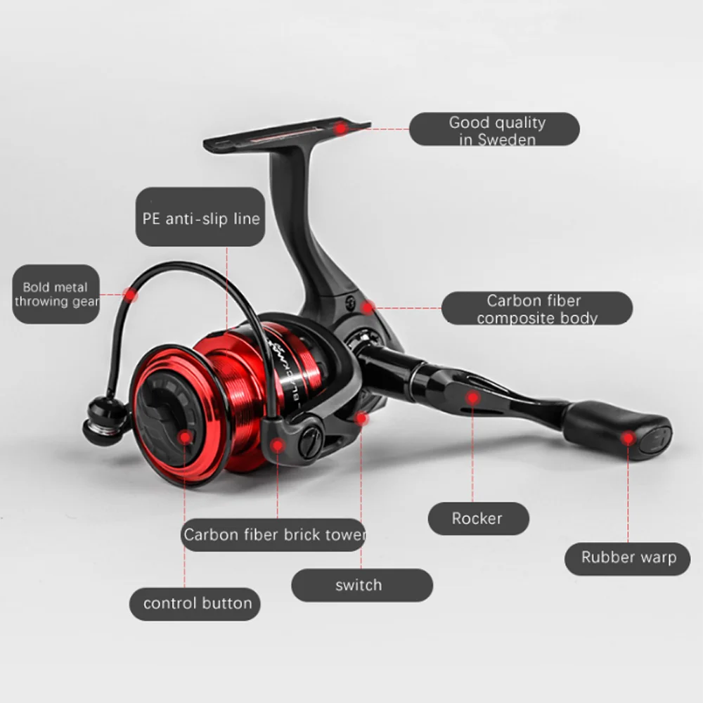 

Abu Garcia BMAX Spinning Fishing Reel 5.2:1 4BB Carbon Fiber Material Reservoir Pond Saltwater Spinning Fish Reel