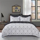 Комплект постельного белья белого цвета с геометрическим рисунком, пододеяльник, наволочки, комплект постельного белья в черную полоску для двуспальной кровати