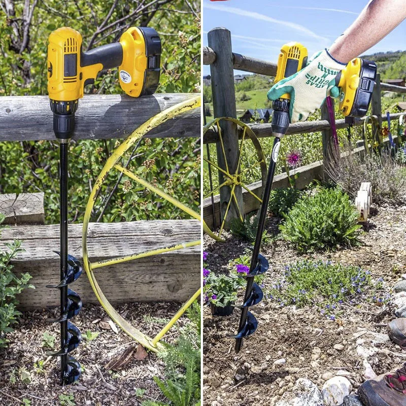

Carbon Steel Planter Garden Auger Spiral Drill Bit Flower Planting Hole Digger Drill Bit Yard Gardening Bedding Planting