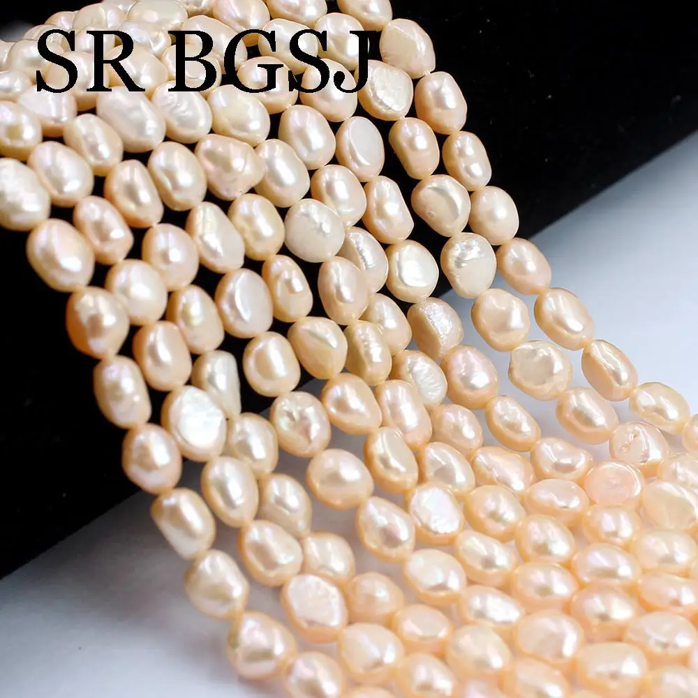 

Free Shipping 6-7x8-9mm White Purple Pink Irregular Diy Jewelry Making Natural Freshwater Pearl Beads Strand 15"