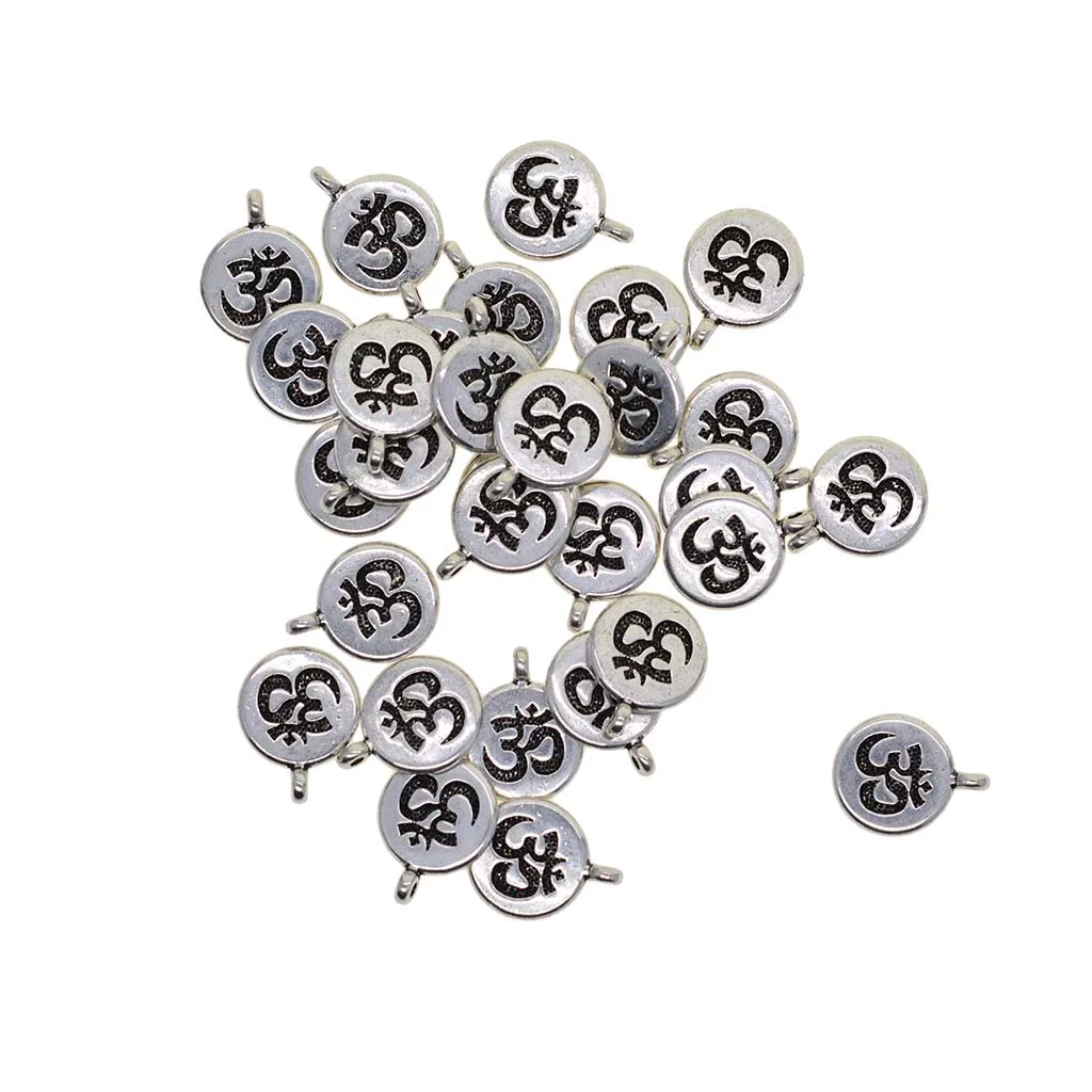Лот 30 античных серебряных золотых круглых подвесок Ом АУМ ahm источник энергии