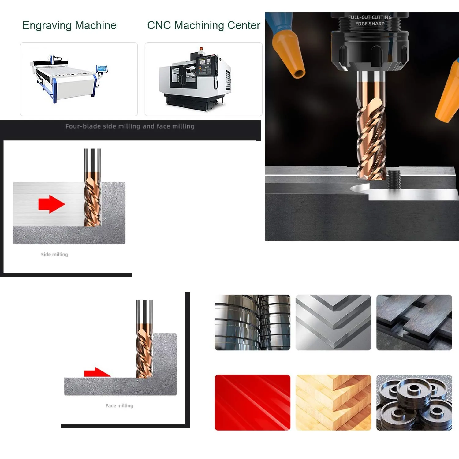 

2pcs 4Flutes Milling Cutter Alloy Coating Tungsten Steel Cutting Tool CNC Maching Endmills Machine Tool Accessories