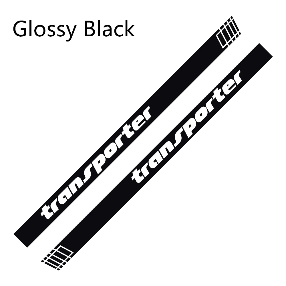 Glossy Black 2Pcs Car Side Stripes Stickers Auto Vinyl Film Decoration Decals For Volkswagen Multivan T4 T5 T6 Styling Car Tuning Accessories - Название цвета: Glossy Black