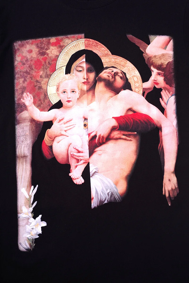 

New High luxury Men Fashion T Shirts Virgin Mary Jesus Casual T-Shirt Hip Hop Skateboard Street Cotton T-Shirts Tee Top #Z12