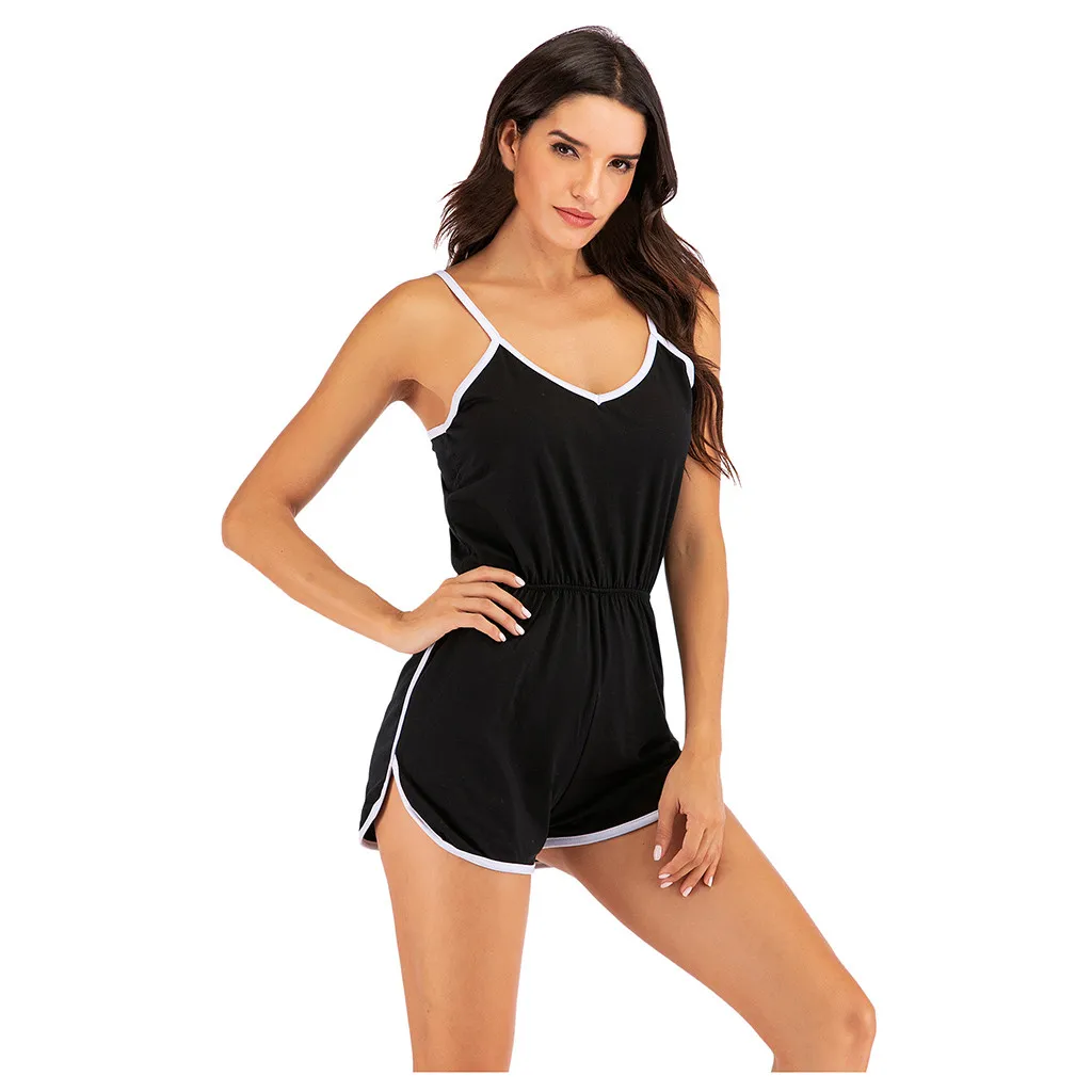 Women's Casual Sleeveless Jumpsuit Women Sling Shorts Pocket Sports Running комбинезон женский#GH | Женская одежда