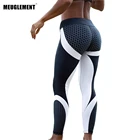 Леггинсы для фитнеса женские, Сетчатые эластичные облегающие спортивные штаны с принтом, черные и белые брюки