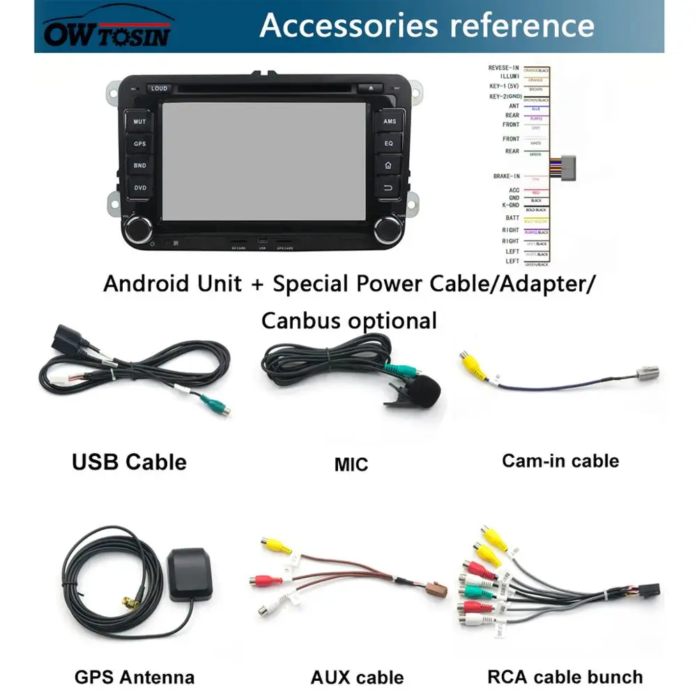 7 &quotIPS 8Core 4G + 64G Android 9 0 автомобильный dvd-плеер GPS Радио Для VW Age Passat Golf Polo Skoda Octavia Fabia