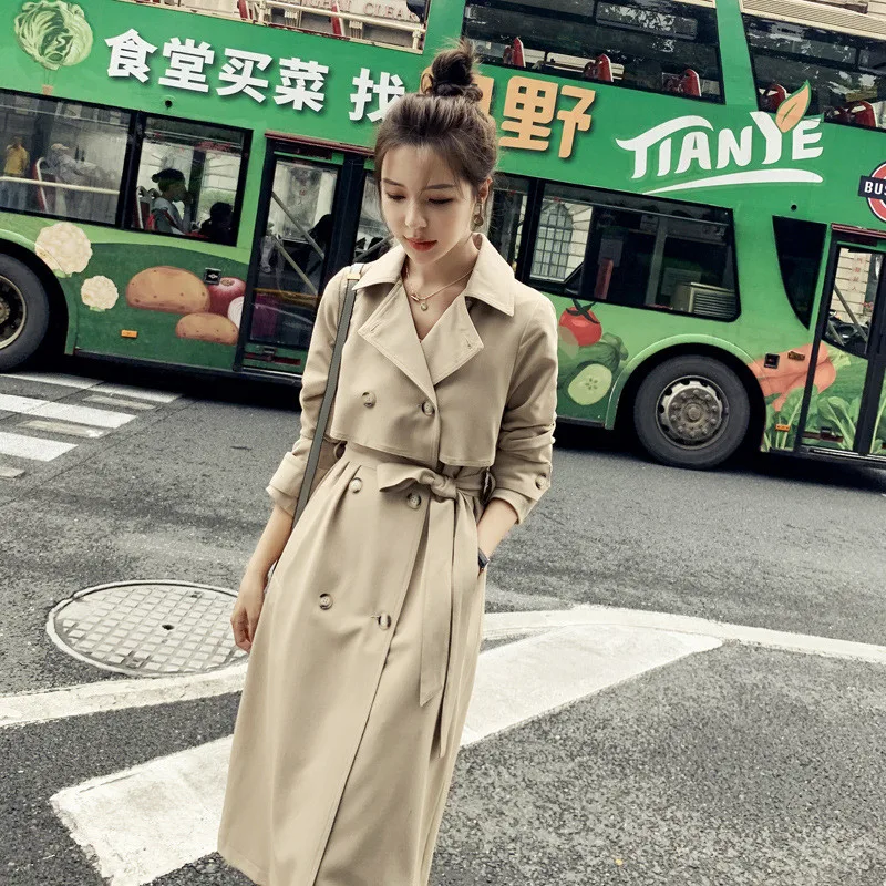 

Ветровка женская, осень 2020, новый темперамент, в офисном стиле, однотонная, два ряда, тонкое, модное пальто средней длины, A195