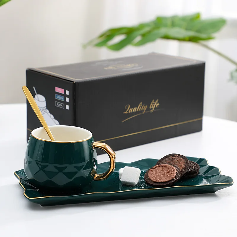 

Hot Sale Creative Ceramic Teacup Porcelain Ceramic Coffee Cup Classic Mugs Coffee Afternoon Tea Set Home Kitchen with Gift Box