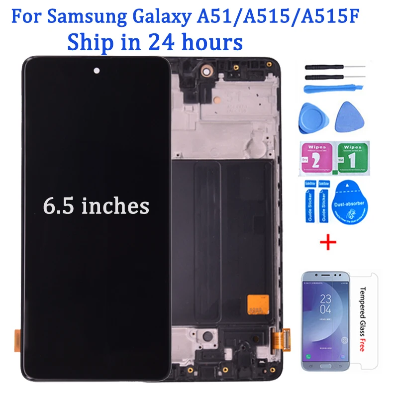 

ЖК-дисплей 6,5 дюйма для Samsung Galaxy A51, сенсорный экран с рамкой и дигитайзером в сборе для Samsung A515 A515F A515F/DS, ЖК-дисплей