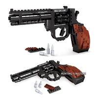 military diy pistol gun handgun with bullets bulldog model high simulation building blocks toys for boys creative birthday gifts