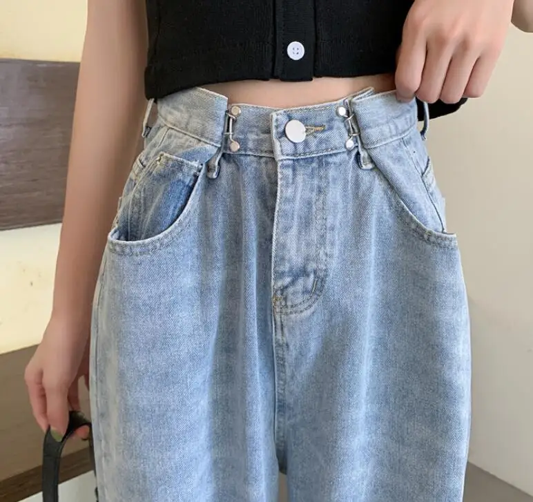 

2021 Jeans Women Plus Size 5XL Full Length Vintage High Waist Elegant Wide Leg Trousers Womens BF Loose Streetwear w2532