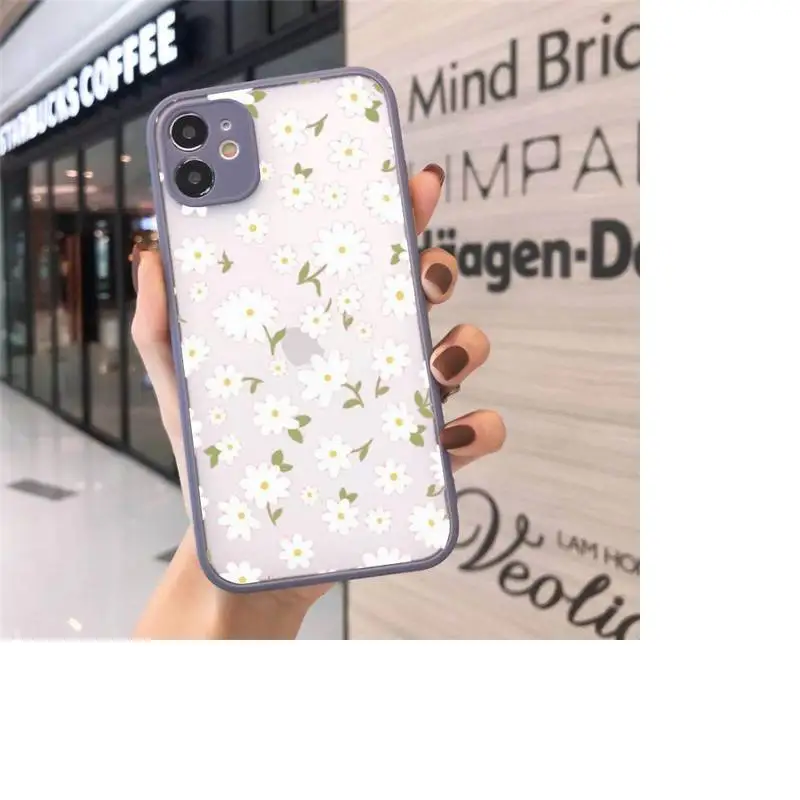 

Daisy Flower Phone Case matte transparent For gray iPhone 7 8 x xs xr 11 12 pro plus max mini Funda Clear