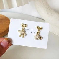 pearls stud earrings dangle for women anime bear crystals pendant cute mouse 2022 charm wedding bowknot jewelry wholesale