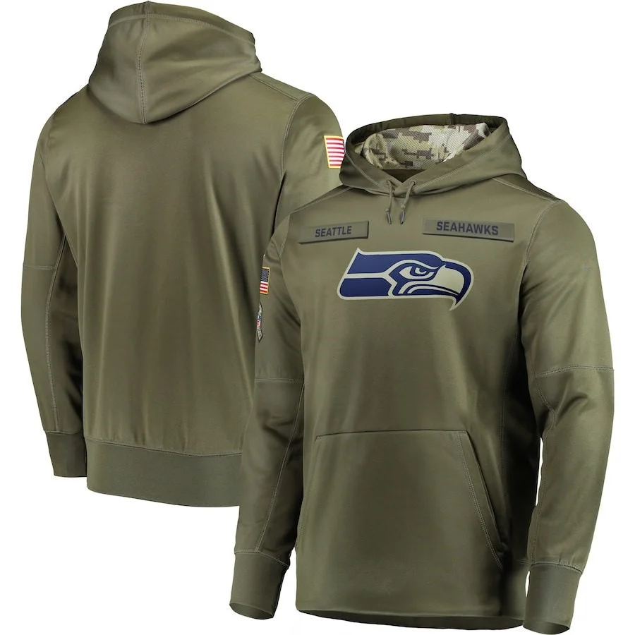 Сиэтл Толстовка Seahawks Салют для обслуживания Sideline Therma представление пуловер
