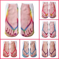 funny 3d print ankle slipper sock womens short socks with print