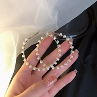 yaologe fancy korea pearl large loop earrings for women 2020 charming temperament newest fashion earrings dangle jewelry party