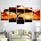 5 шт. слон под деревом, африканские плакаты, настенное художественное украшение, холст, Настенная картина для гостиной, детской, гостиной