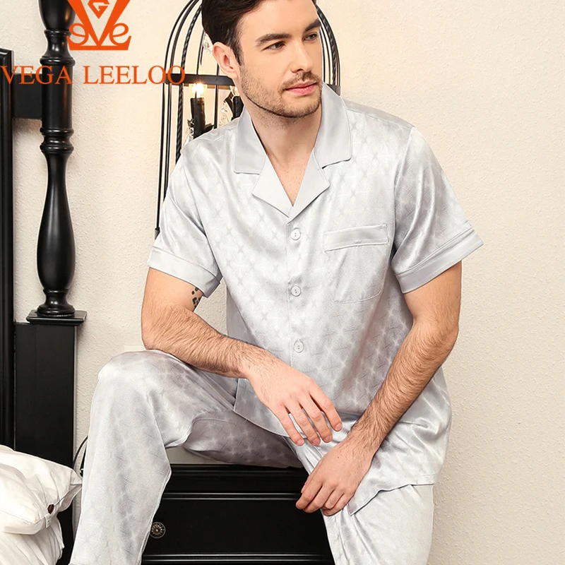 

Пижама Мужская шелковая из двух предметов, тонкая роскошная Пижама с коротким рукавом и шорты, комплект одежды для сна, лето 100%