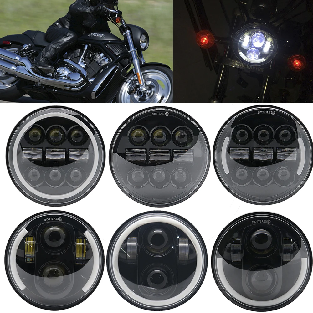 5 75 дюймов светодиодные фары halo Кольцо Белый DRL ангельский глаз для Sportster Touring