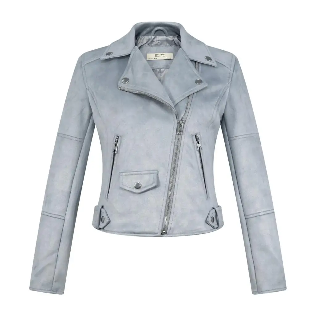 2021 New Arrial Women Autumn Winter Suede Faux Leather Jackets Lady Fashion Matte Motorcycle Coat Biker Blue Red Beige Outwear