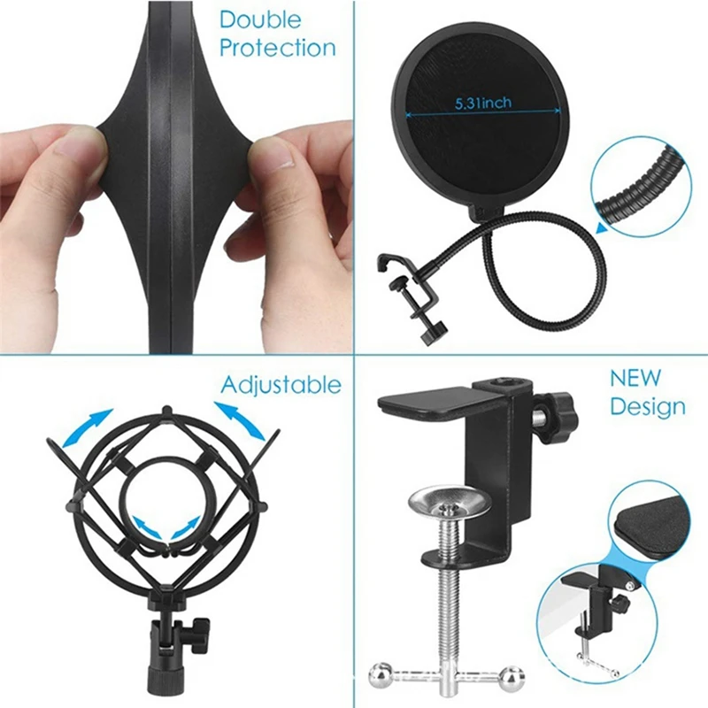 

USB Condenser Microphone, 192KHZ/24Bit Professional PC Streaming Podcast Cardioid Microphone Kit for Recording