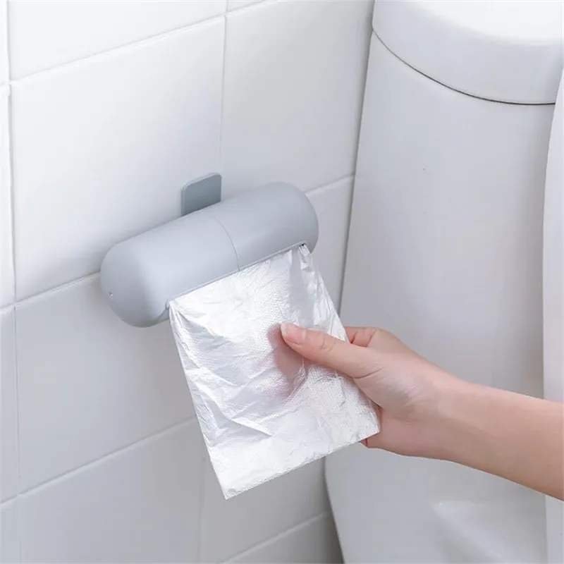 

New Capsule Shape Garbage Bag Storage Box Wall Mounted Lastic Trash Bags Storage Container Kitchen Bathroom Organizer