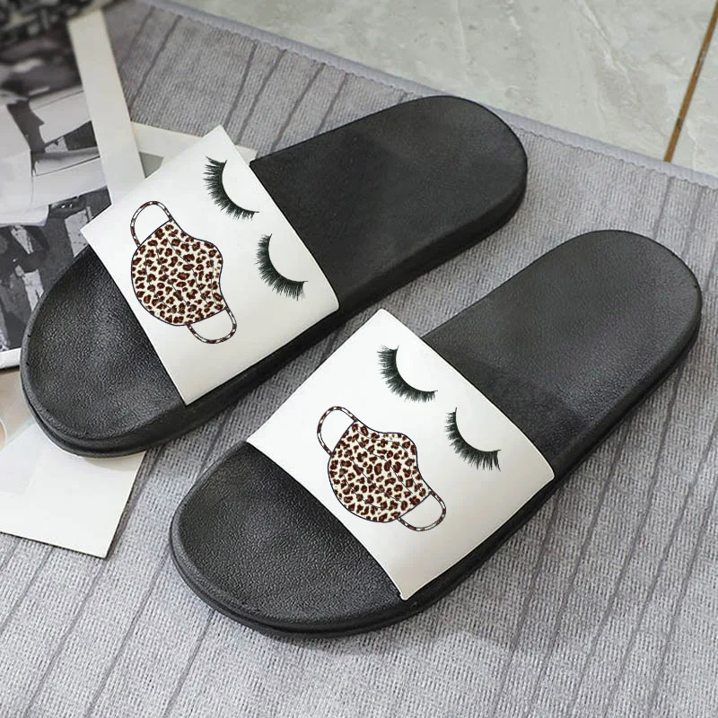 

Leopard mask Print Beach Slide Sandals Flip Flops Comfort women slippers Harajuku 2021 Hot Summer slippers fashion shoes lady