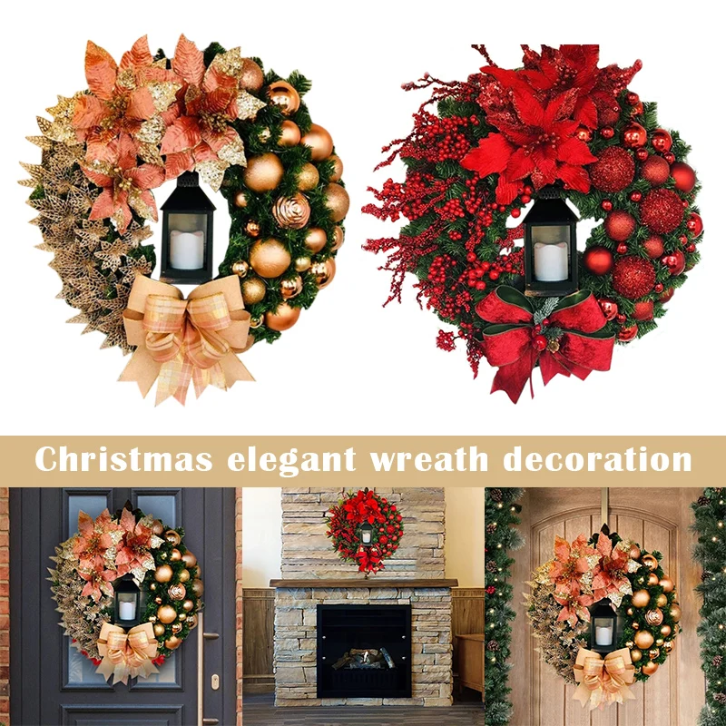 

Elegant Christmas Wreath Champagne Gold Christmas Wreath Red Christmas Decoration Wreath Window Door Wall Ornament Decorations