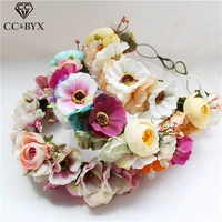 cc wreath hairbands tiaras and crowns wedding hair accessories for women bridal headdress yarn 100 handmade party flower at83