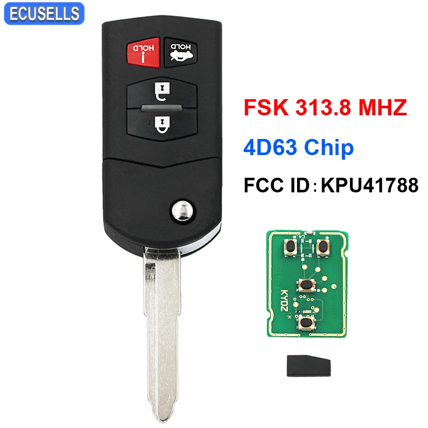 3 + 1/4 Кнопка Складной флип дистанционный ключ-брелок от машины FSK 313 8 MHZ 4D63 80 бит чип