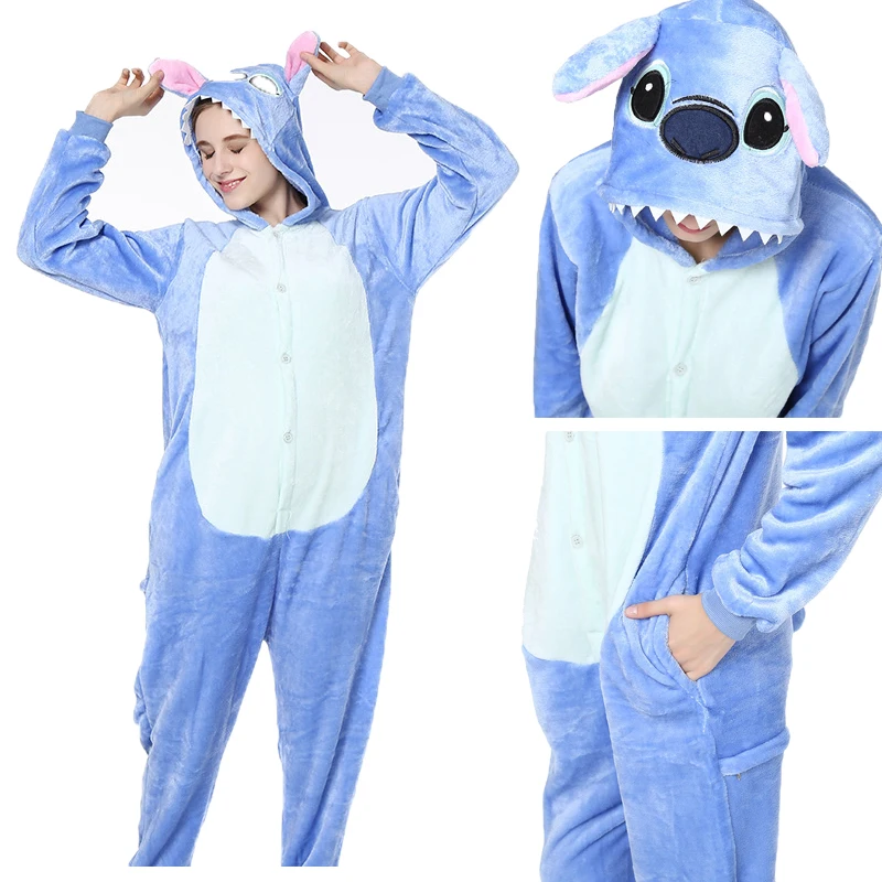 Пижамы кигуруми для взрослых теплые фланелевые пижамы с капюшоном в виде