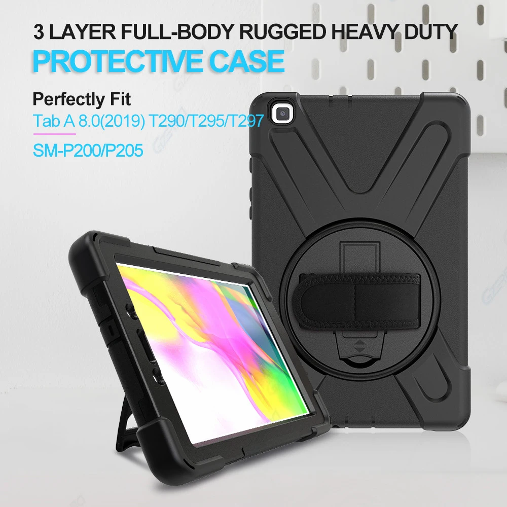 Силиконовый противоударный чехол для Samsung Galaxy Tab A 8 0 2019 с плечевым ремешком