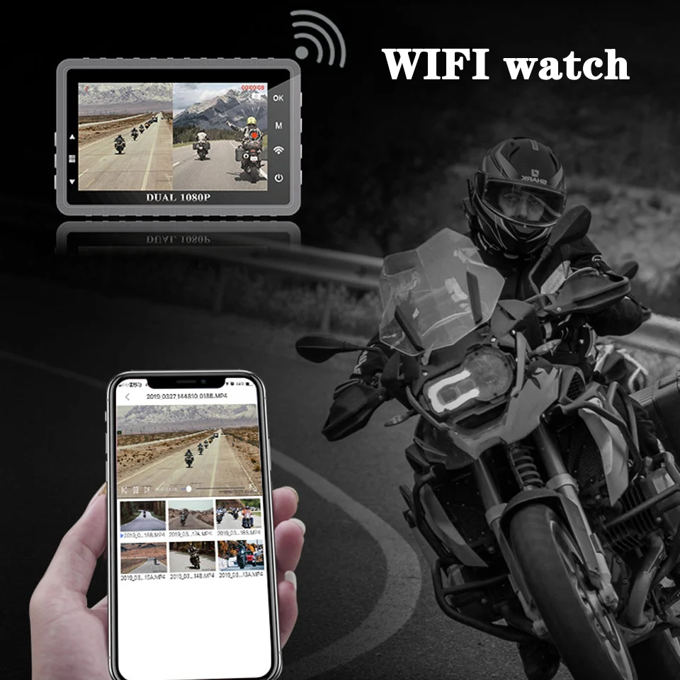 Wifi gps экшн-камера на мотоциклетный шлем рекордер Цифровой видеорегистратор передний задний двойной объектив водонепроницаемый мотоцикл камера ночного видения