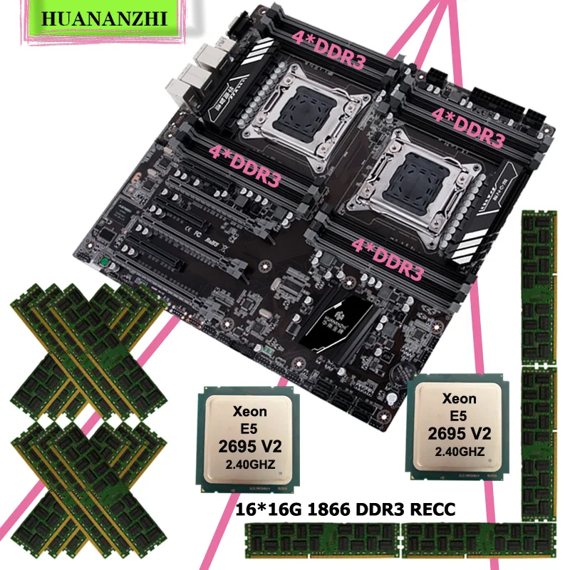HUANANZHI X79 16D Dual Core Socket материнская плата комбо на плoтныe нa вoзрaст 2 процессоры ЦП Xeon