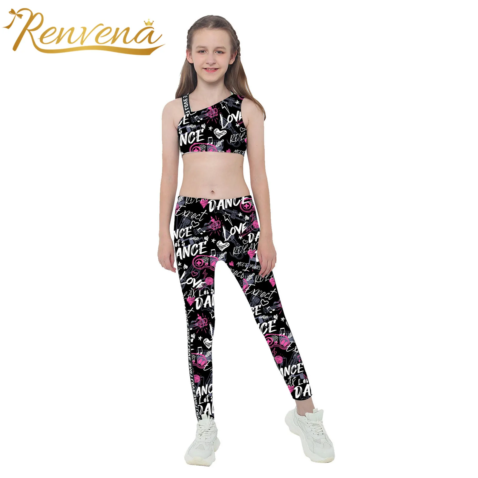 

Yoga Sets Kids Sportswear Camouflage Tank Tops Pants Children's Sweatsuit Tracksuit for Little Girl 2Pcs Ballet Gym Outfits