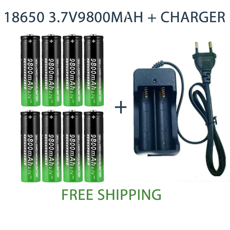 

8650 Battery Rechargeable Battery 3.7V 18650 9800mAh Capacity Li-ion Rechargeable Battery For Flashlight Torch Battery Charger
