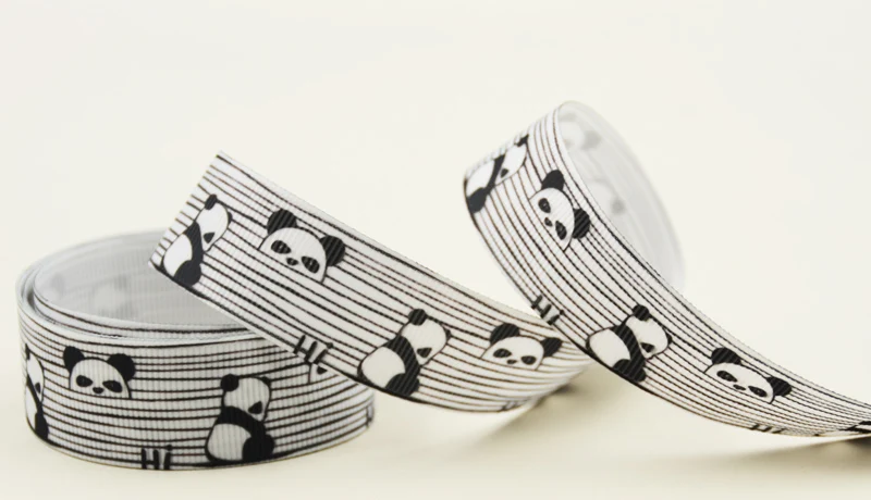 

22mm 25mm 38mm 75mm Panda cartoon printed Grosgrain Ribbon party decoration 10 Yards X-04372