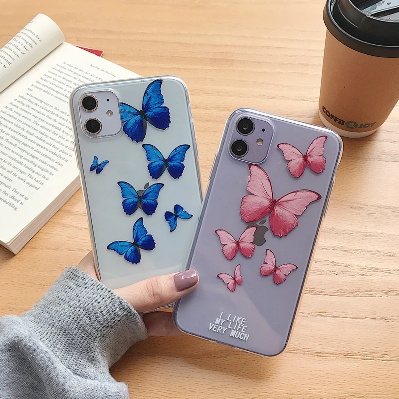 Swallowtail Бабочка Печать Прозрачный Мягкий ТПУ силиконовый чехол для iPhone 6 6G 6s 7 8 Plus 10