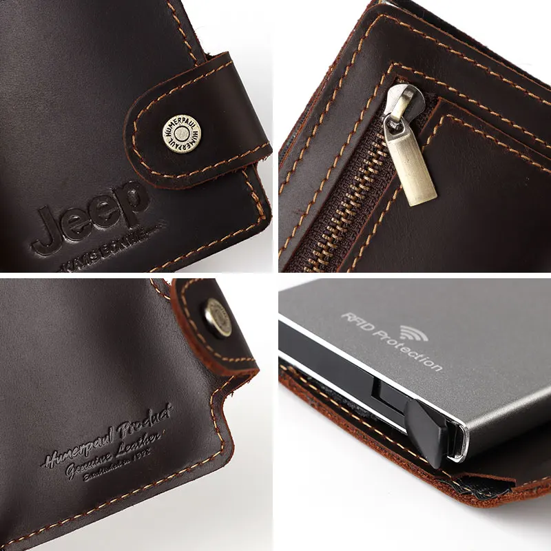 rfid blocking protection men id credit card holder wallet leather brand design coin purse metal aluminum business bank card case free global shipping