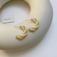 zdmxjl 2021 new fashion womens earrings fine simple geometry metal pearl earrings for women party girl jewelry gifts wholesale