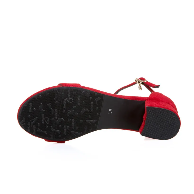 Большие размеры 47 женские босоножки красные синие из флока на среднем квадратном