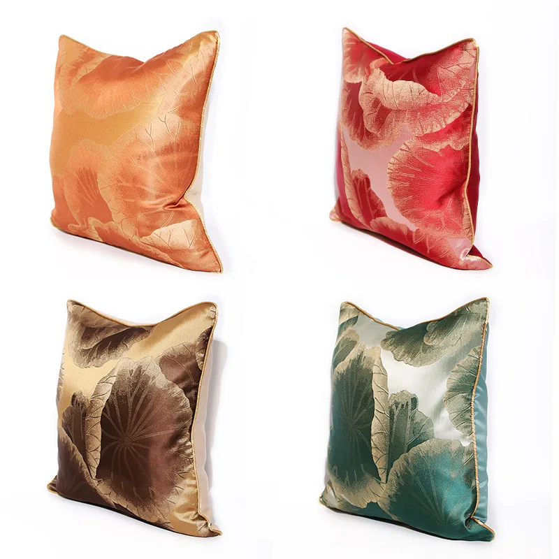 Наволочка с вышивкой в виде листьев лотоса|Наволочки| |