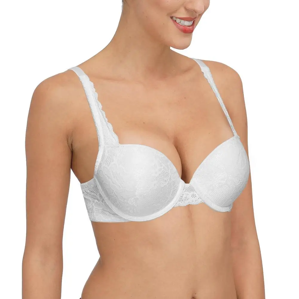 Бюстгальтер женский кружевной с чашками пуш-ап и цветочным принтом