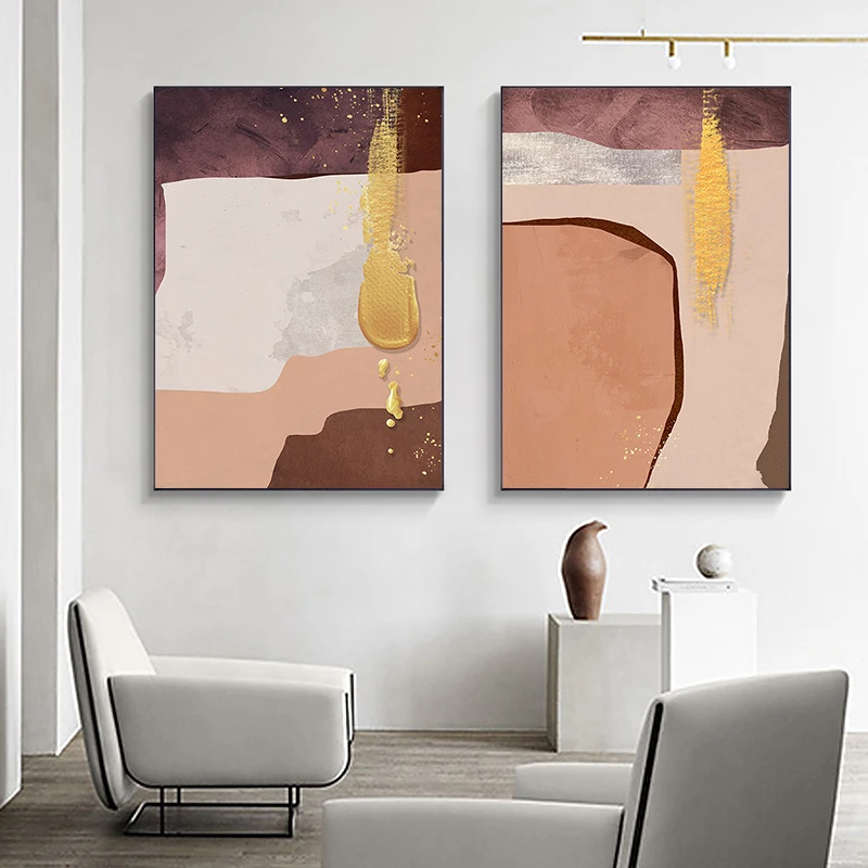 

Abstract Color Blocks Poster Pictures Modern Gold Foil Canvas Painting Scandinavian Wall Art Print Living Room Office Home Decor