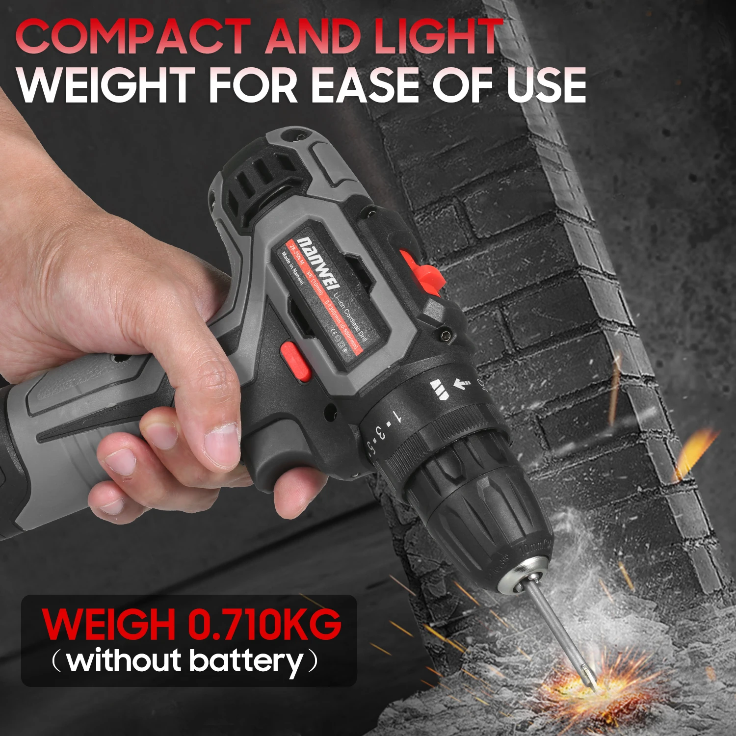 12V Аккумуляторная дрель бесщеточный Электрический шуруповерт мини