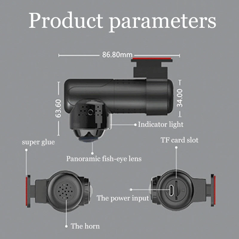 

Novel-Dash Cam 1080P Dashcam Camera Full HD Car DVR Recorder WiFi 360 Wide Vision Front Dashboard Cam