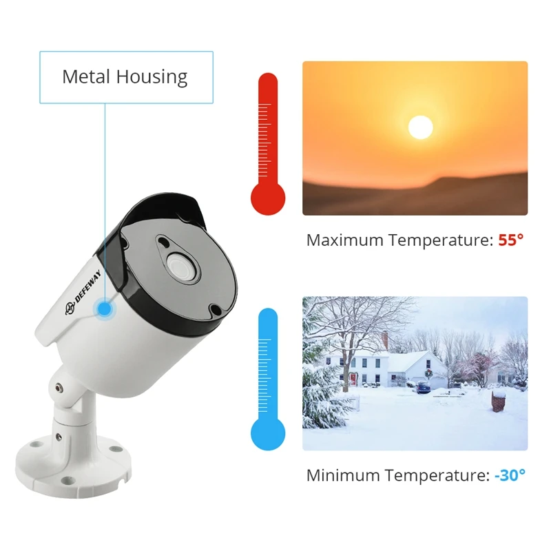 DEFEWAY 8CH HD 5.0MP DVR Kit H.265 + Открытый безопасности Камера Системы VGA/совместимому с HDMI CCTV