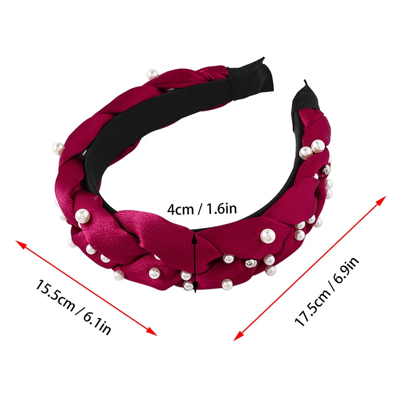 

2019 New Women Pearls Headbands Solid Twist Knotted Hairband for Girls Headwear Satin Wide Hairbands Hair Hoop Hair Accessories